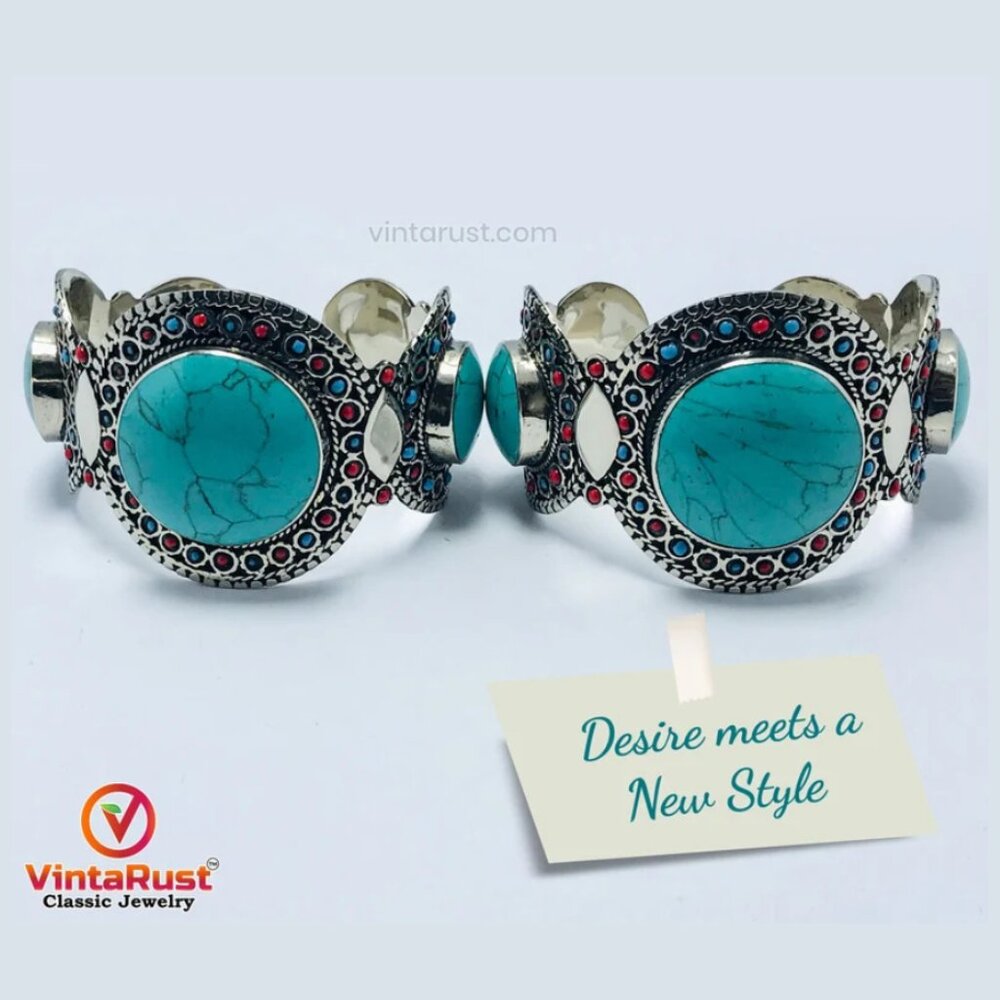 Single  Handmade Kuchi Cuff Bracelet: Afghan Tribal Jewelry